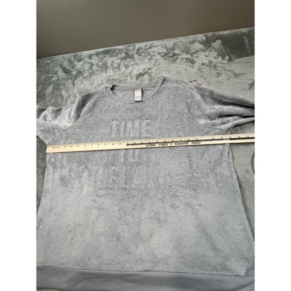 Secret Treasures "Time To Relax" Womens 2X Grey Plush Sweatshirt Sweater - Picture 6 of 10